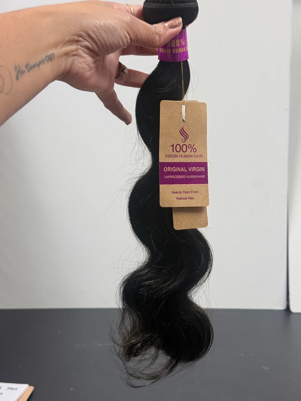 18in Virgin Human Hair Body Wave Weft Bundle Natural Black 100g NWT